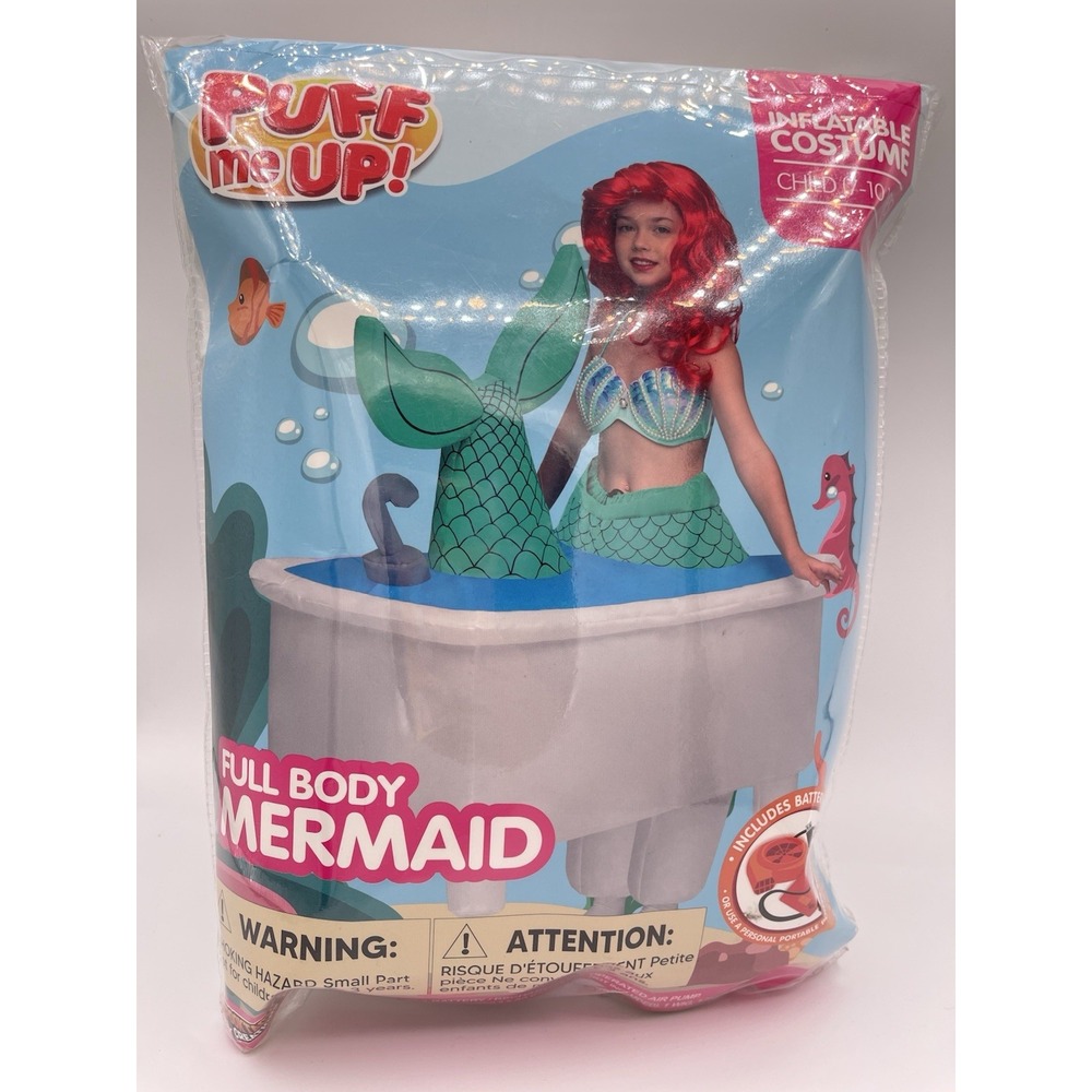 PUFF ME UP Full Body  Mermaid Inflatable Costume For A Child Size 7-10‎